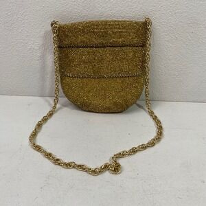 Walborg Vintage Gold Beaded Evening Bag Cocktail Purse 50s Glam